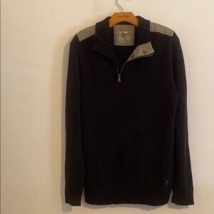 EPIC THREADS SOLID BLACK QUARTER ZIP JACKET LARGE